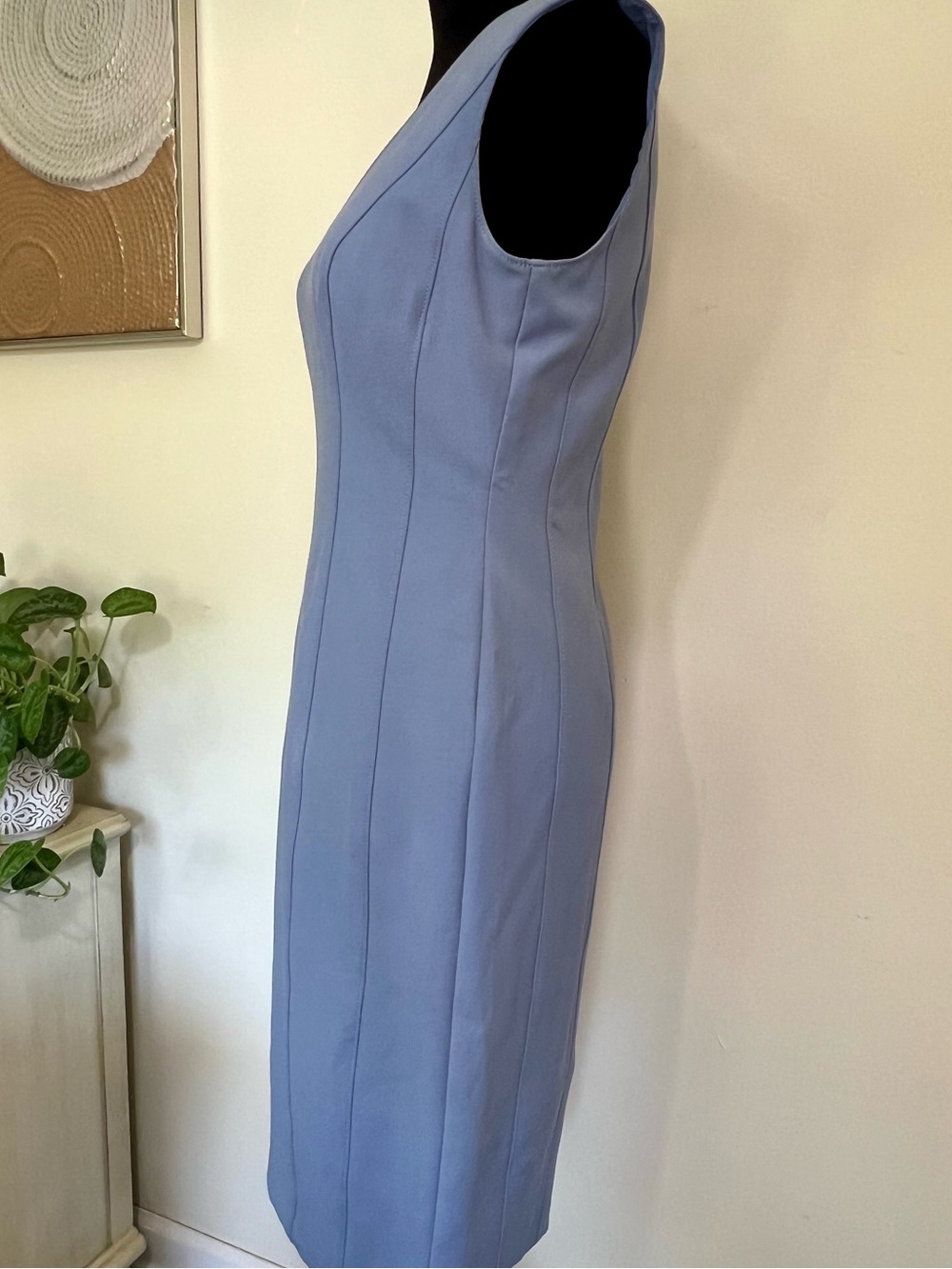 White House Black Market Denim Blue Sleeveless Sheath Princess Dress NWT Size 6 - Picture 4 of 7